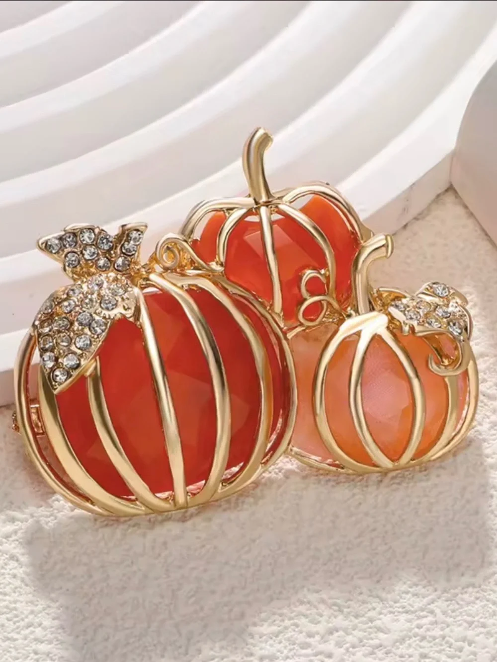 Orange Pumpkin Trio Brooch - Women Jewelry